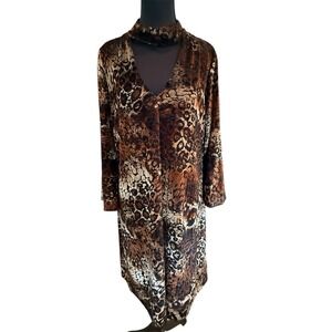 Jessica Howard Women's Animal-Print Velvet Choker Shift Dress Cutout Party Y2K